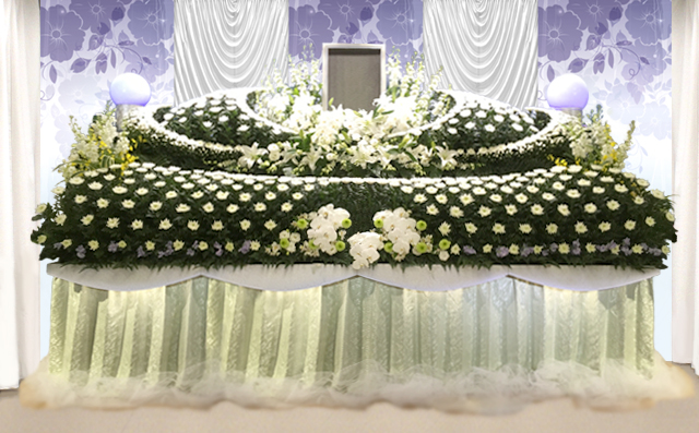 公営斎場Eプラン
世界に一つだけのオリジナル花祭壇を作ることが可能です。